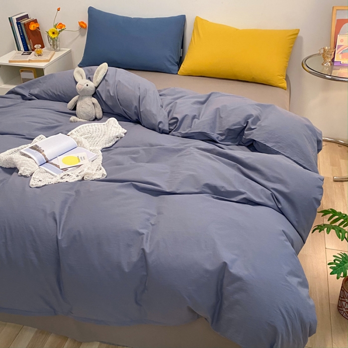 91家纺网 家纺一手货源 找家纺 蓝巢2021新款全棉水洗棉混搭款单被套实拍图 混搭-紫灰