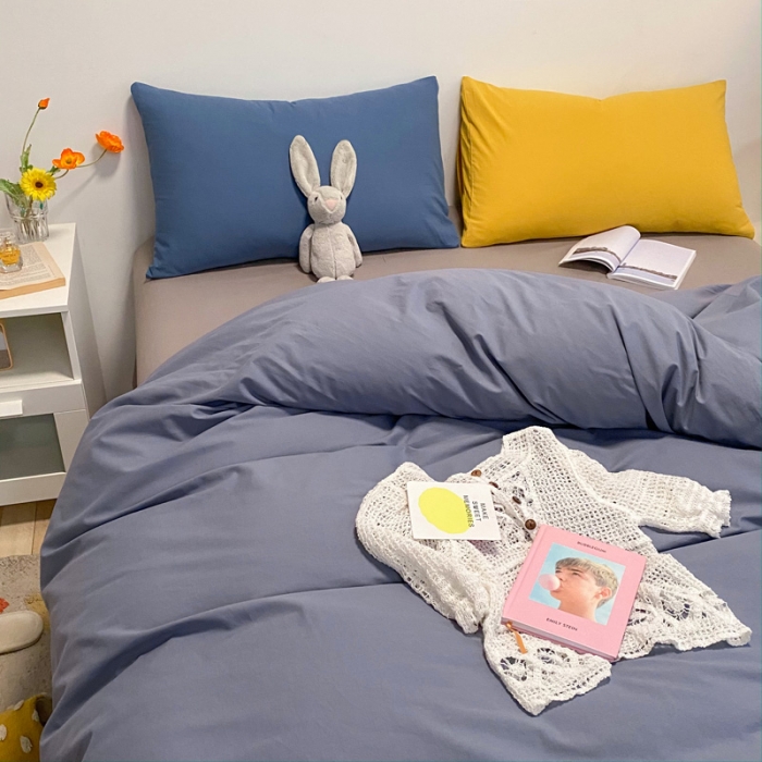 91家纺网 家纺一手货源 找家纺 蓝巢2021新款全棉水洗棉混搭款单被套实拍图 混搭-紫灰