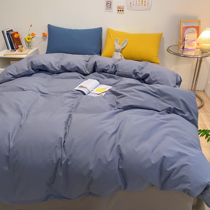 91家纺网 家纺一手货源 找家纺 蓝巢2021新款全棉水洗棉混搭款单被套实拍图 混搭-紫灰