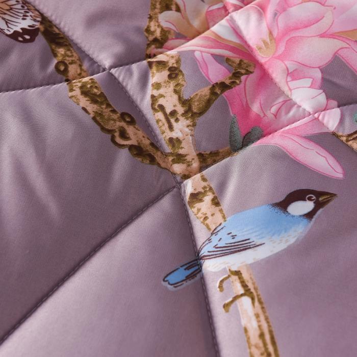 91家纺网 家纺一手货源 找家纺 鑫发家纺 2021新款丝绸印花被 鸟语花香-紫