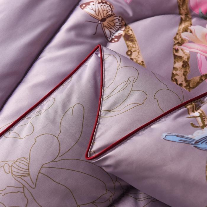 91家纺网 家纺一手货源 找家纺 鑫发家纺 2021新款丝绸印花被 鸟语花香-紫