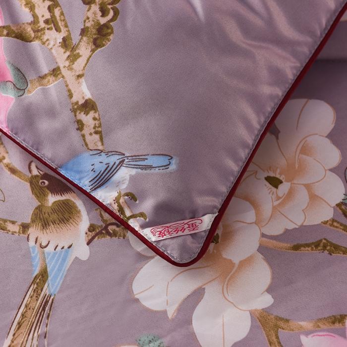 91家纺网 家纺一手货源 找家纺 鑫发家纺 2021新款丝绸印花被 鸟语花香-紫