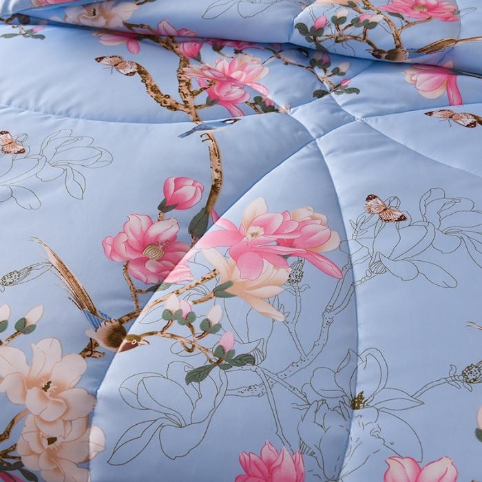 91家纺网 家纺一手货源 找家纺 鑫发家纺 2021新款丝绸印花被 鸟语花香-兰