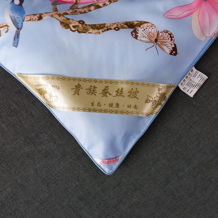 91家纺网 家纺一手货源 找家纺 鑫发家纺 2021新款丝绸印花被 鸟语花香-兰