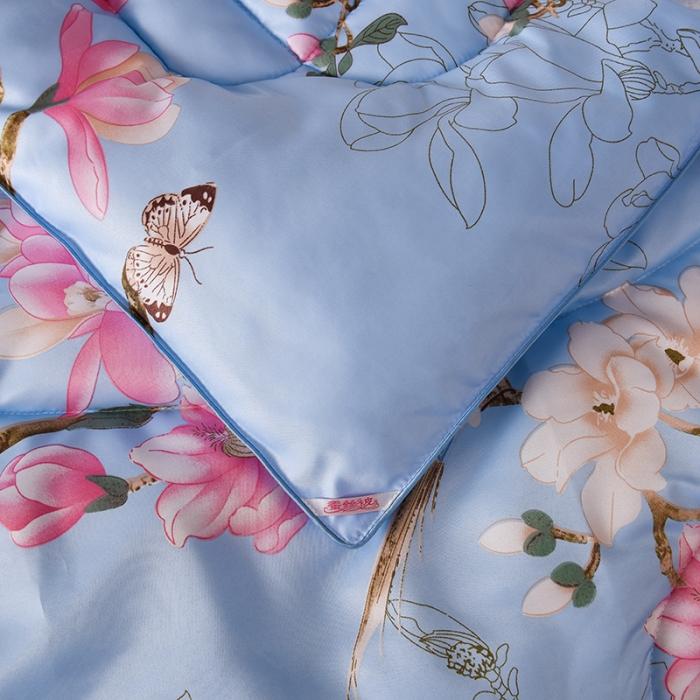 91家纺网 家纺一手货源 找家纺 鑫发家纺 2021新款丝绸印花被 鸟语花香-兰