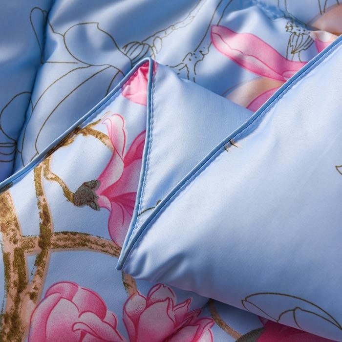 91家纺网 家纺一手货源 找家纺 鑫发家纺 2021新款丝绸印花被 鸟语花香-兰