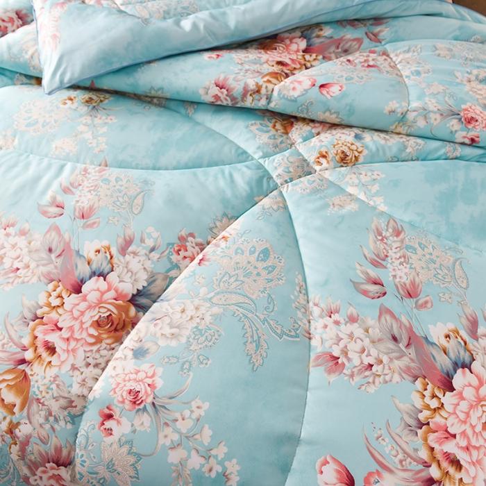 91家纺网 家纺一手货源 找家纺 鑫发家纺 2021新款丝绸印花被 虞美人-绿