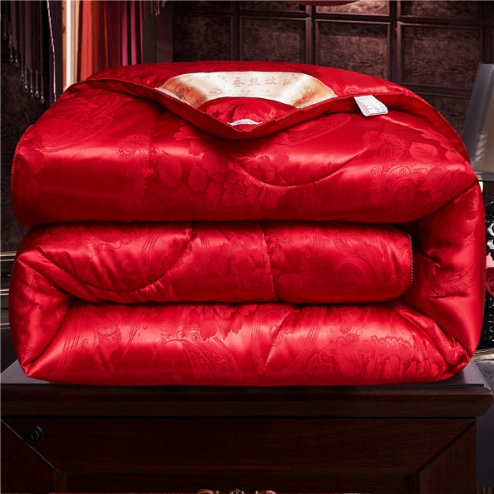 91家纺网 家纺一手货源 找家纺 鑫发 新款牡丹花被夏凉被春秋冬被子礼品被芯大红