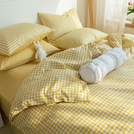 91家纺网 家纺一手货源 找家纺 （总）眠屿家纺 2021新款全棉精梳棉四件套-千鸟格