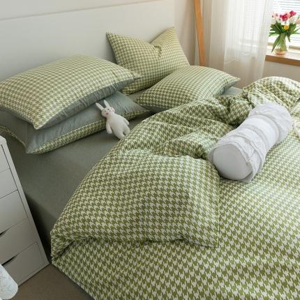 91家纺网 家纺一手货源 找家纺 （总）眠屿家纺 2021新款全棉精梳棉四件套-千鸟格