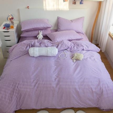 91家纺网 家纺一手货源 找家纺 （总）眠屿家纺 2021新款全棉精梳棉四件套-千鸟格