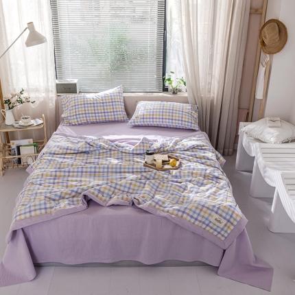 91家纺网 家纺一手货源 找家纺 （总）久典 新款全棉色织水洗棉大豆被夏被四件套