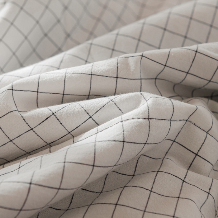 91家纺网 家纺一手货源 找家纺 久典 新款全棉色织水洗棉大豆被夏被四件套 小白格