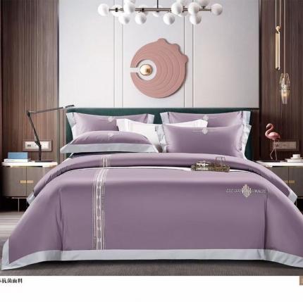 91家纺网 家纺一手货源 找家纺 玖玖爱 2021新款160s全棉贡缎四件套加州恋曲 加仑紫