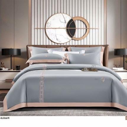 玖玖爱 2021新款160s全棉贡缎四件套加州恋曲 奥丁灰
