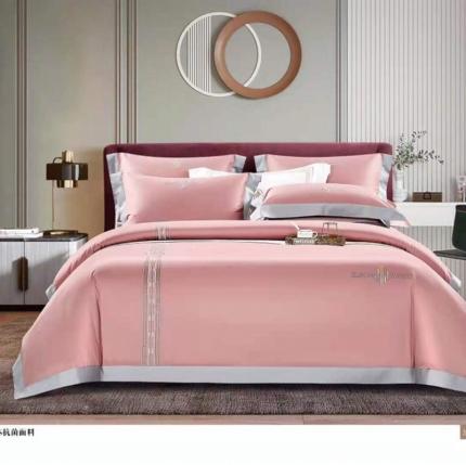 玖玖爱 2021新款160s全棉贡缎四件套加州恋曲 粉豆沙