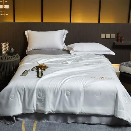 91家纺网 家纺一手货源 找家纺 凡客 2021春夏新款水洗真丝夏被 月光银