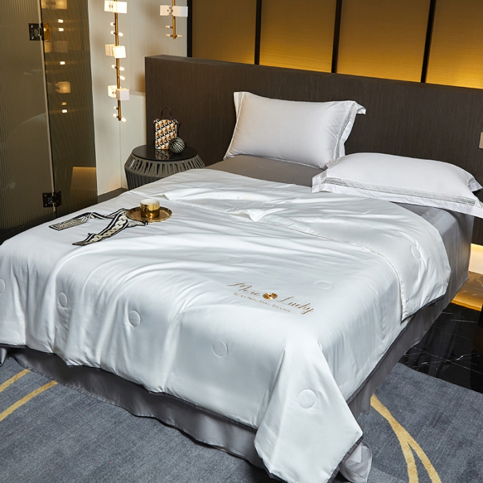 91家纺网 家纺一手货源 找家纺 凡客 2021春夏新款水洗真丝夏被 月光银