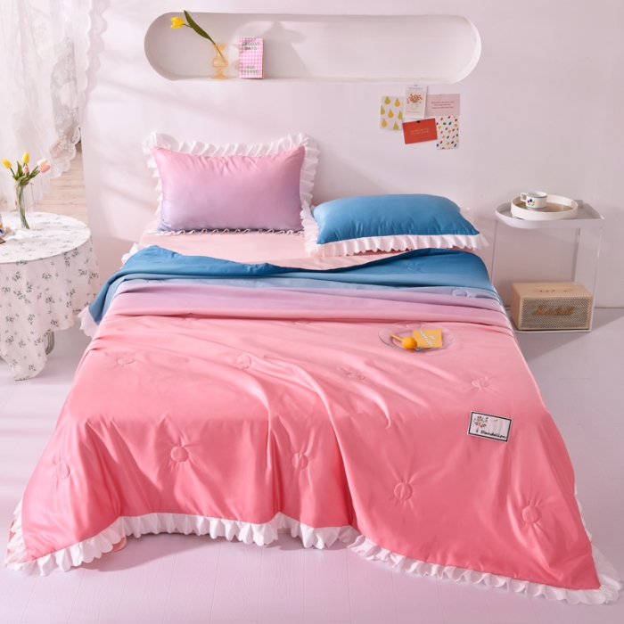 91家纺网 家纺一手货源 找家纺 绒世界 2021新款多彩水洗真丝夏被四件套 Silk2021-01