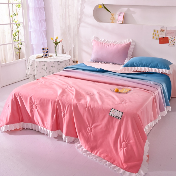 91家纺网 家纺一手货源 找家纺 绒世界 2021新款多彩水洗真丝夏被四件套 Silk2021-01