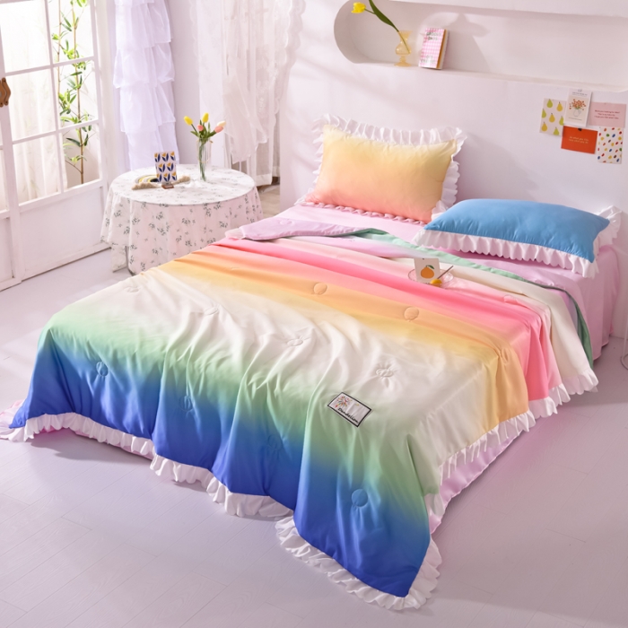 91家纺网 家纺一手货源 找家纺 绒世界 2021新款多彩水洗真丝夏被四件套 Silk2021-02