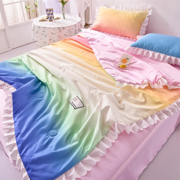 91家纺网 家纺一手货源 找家纺 绒世界 2021新款多彩水洗真丝夏被四件套 Silk2021-02