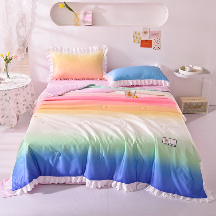 91家纺网 家纺一手货源 找家纺 绒世界 2021新款多彩水洗真丝夏被四件套 Silk2021-02