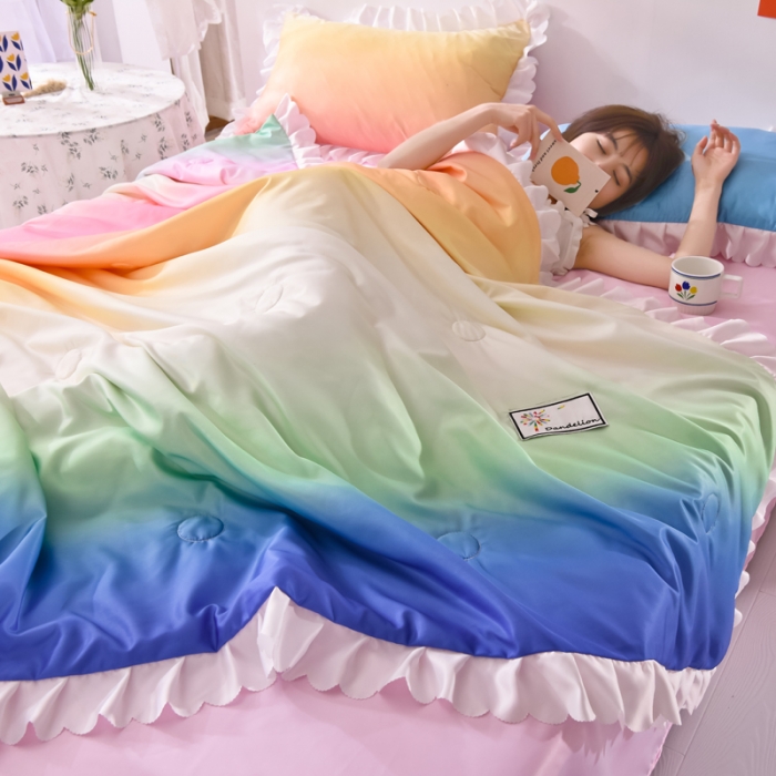 91家纺网 家纺一手货源 找家纺 绒世界 2021新款多彩水洗真丝夏被四件套 Silk2021-02