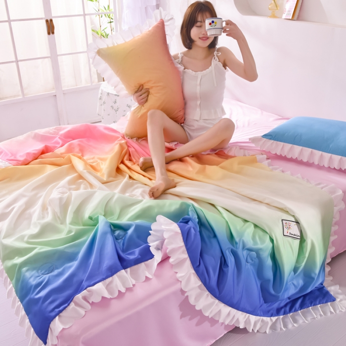 91家纺网 家纺一手货源 找家纺 绒世界 2021新款多彩水洗真丝夏被四件套 Silk2021-02