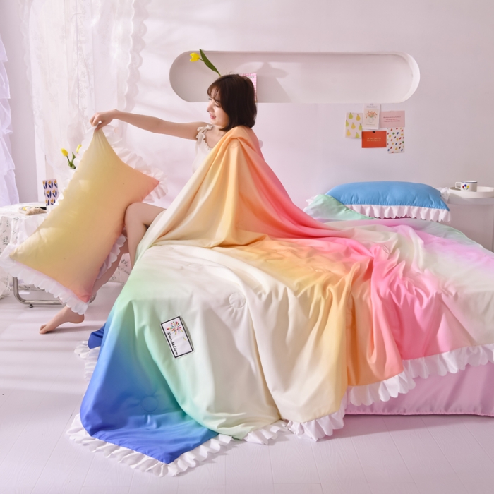 91家纺网 家纺一手货源 找家纺 绒世界 2021新款多彩水洗真丝夏被四件套 Silk2021-02