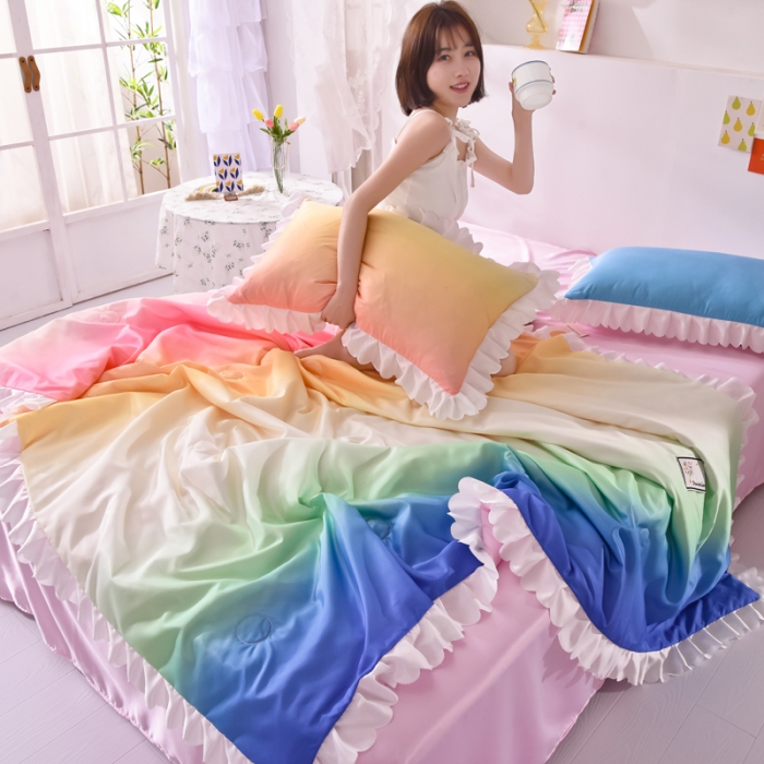 91家纺网 家纺一手货源 找家纺 绒世界 2021新款多彩水洗真丝夏被四件套 Silk2021-02