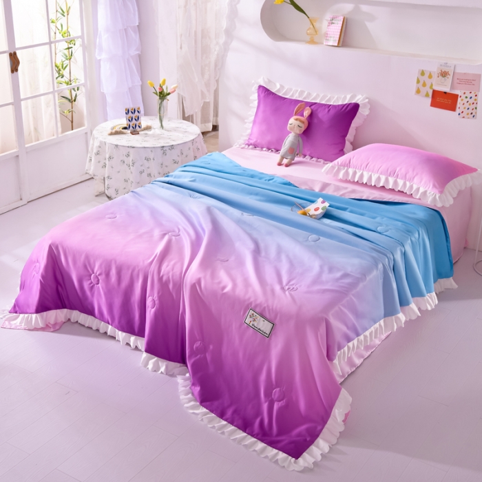 91家纺网 家纺一手货源 找家纺 绒世界 2021新款多彩水洗真丝夏被四件套 Silk2021-03