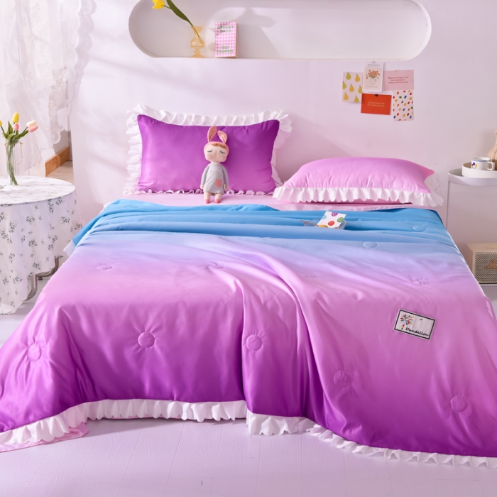 91家纺网 家纺一手货源 找家纺 绒世界 2021新款多彩水洗真丝夏被四件套 Silk2021-03