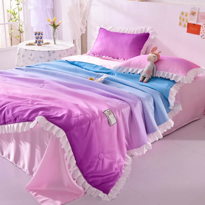 91家纺网 家纺一手货源 找家纺 绒世界 2021新款多彩水洗真丝夏被四件套 Silk2021-03