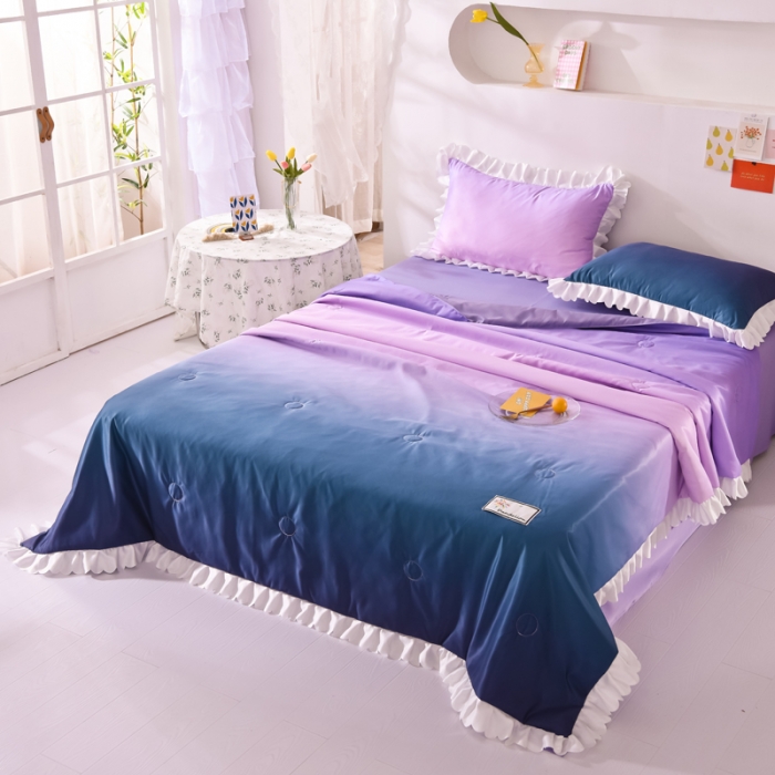 91家纺网 家纺一手货源 找家纺 绒世界 2021新款多彩水洗真丝夏被四件套 Silk2021-06