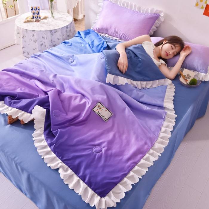 91家纺网 家纺一手货源 找家纺 绒世界 2021新款多彩水洗真丝夏被四件套 Silk2021-08