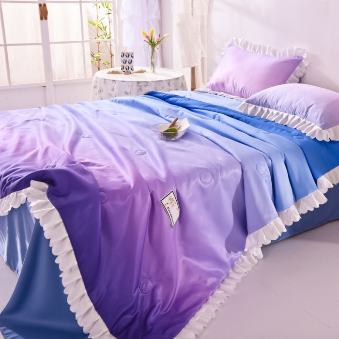 91家纺网 家纺一手货源 找家纺 绒世界 2021新款多彩水洗真丝夏被四件套 Silk2021-08