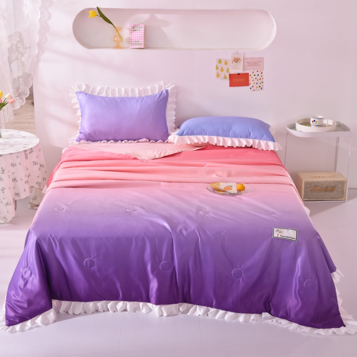 91家纺网 家纺一手货源 找家纺 绒世界 2021新款多彩水洗真丝夏被四件套 Silk2021-09