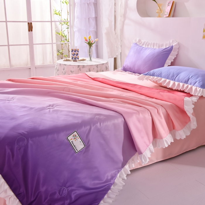 91家纺网 家纺一手货源 找家纺 绒世界 2021新款多彩水洗真丝夏被四件套 Silk2021-09