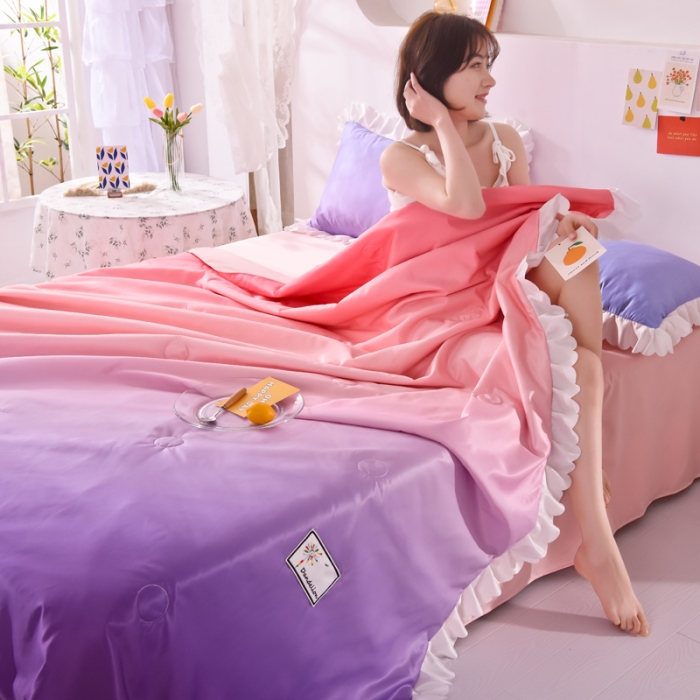 91家纺网 家纺一手货源 找家纺 绒世界 2021新款多彩水洗真丝夏被四件套 Silk2021-09