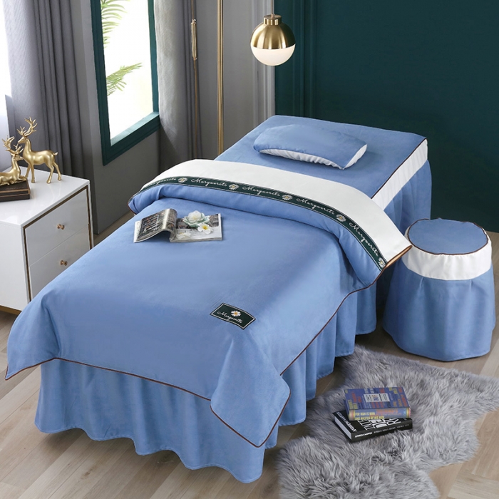 91家纺网 家纺一手货源 找家纺 不打烊家纺 2021新款雪芙妮美容床罩--雏菊花语 蓝色