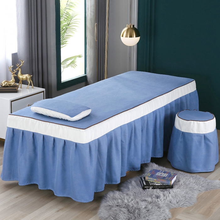 91家纺网 家纺一手货源 找家纺 不打烊家纺 2021新款雪芙妮美容床罩--雏菊花语 蓝色