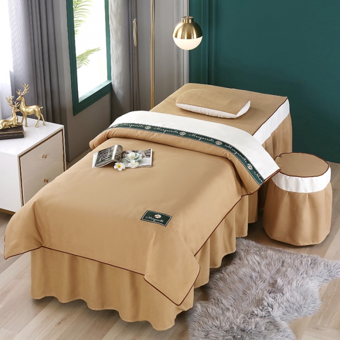 91家纺网 家纺一手货源 找家纺 不打烊家纺 2021新款雪芙妮美容床罩--雏菊花语 驼色