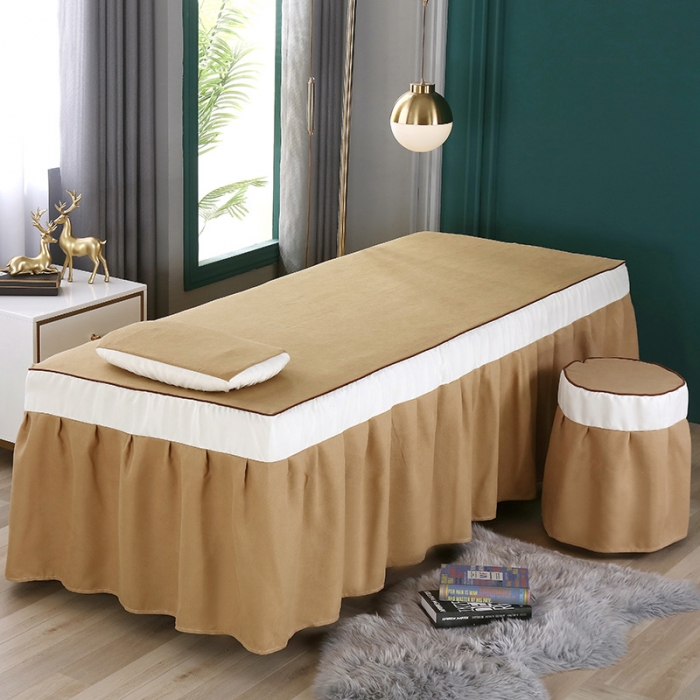 91家纺网 家纺一手货源 找家纺 不打烊家纺 2021新款雪芙妮美容床罩--雏菊花语 驼色