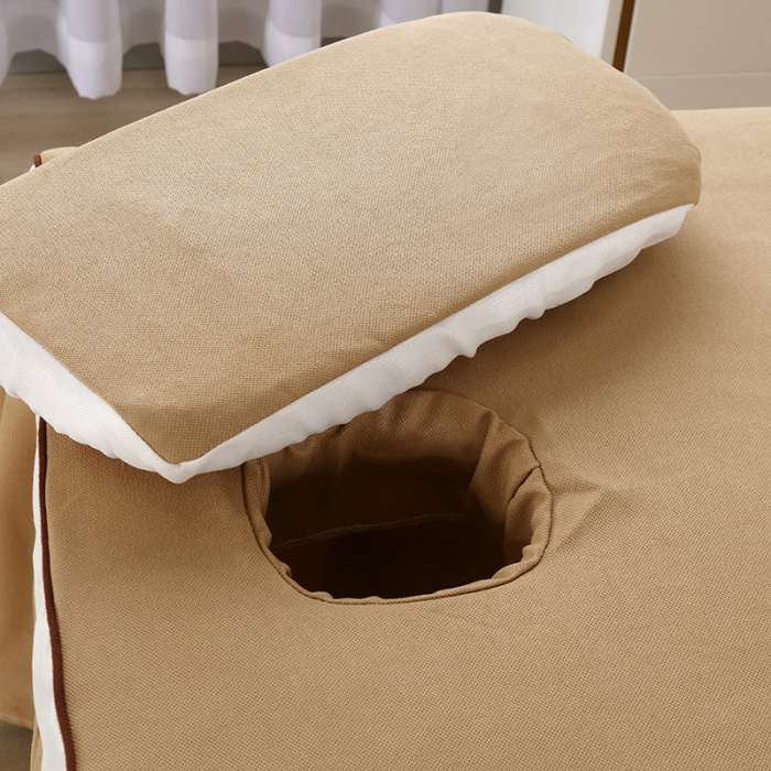 91家纺网 家纺一手货源 找家纺 不打烊家纺 2021新款雪芙妮美容床罩--雏菊花语 驼色