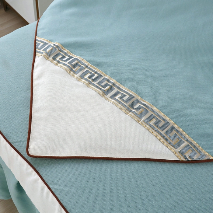 91家纺网 家纺一手货源 找家纺 不打烊家纺 2021新款雪芙妮美容床罩-古色古香 湖蓝