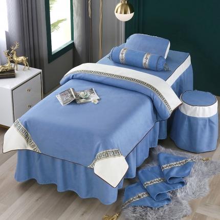 不打烊家纺 2021新款雪芙妮美容床罩-古色古香 蓝