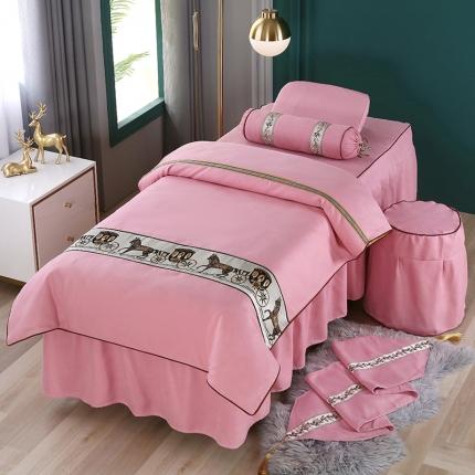 不打烊家纺 2025新款雪芙妮美容床罩-马到成功粉