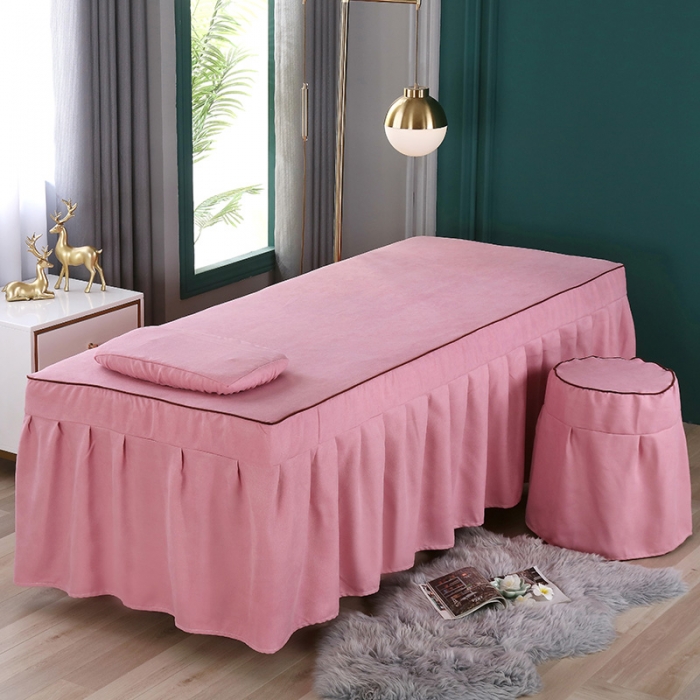 91家纺网 家纺一手货源 找家纺 不打烊家纺 2025新款雪芙妮美容床罩-马到成功粉