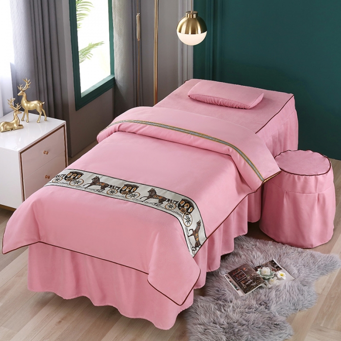 91家纺网 家纺一手货源 找家纺 不打烊家纺 2025新款雪芙妮美容床罩-马到成功粉